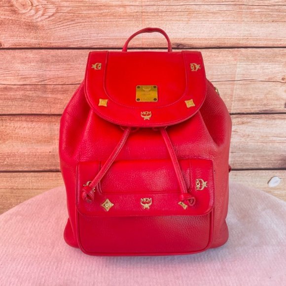 Handbags - AUTHENTIC MCM Red Backpack
